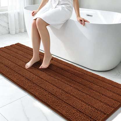 Bcoimo Bath Rug Mat,48x24 High Absorbent Latte Long Bathroom Runner Rugs
