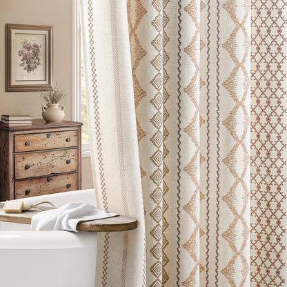 Nave Blue Boho Linen Shower Curtain,72" W x 72" L