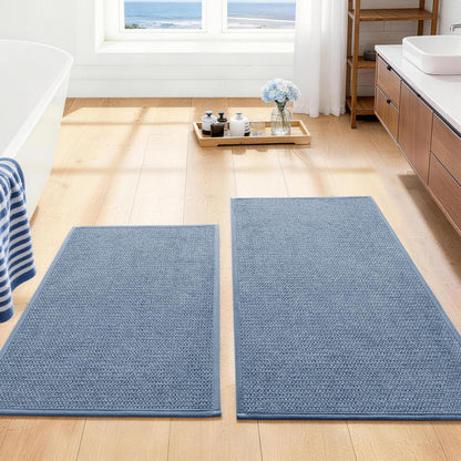 YIHOUSE Gray Bathroom Rugs Sets 3 Piece, Quick Dry Thin Bath Mat with Toilet Rug, Non Slip Absorbent Machine Washable, Bath Runner Rugs for Bathtub Sink Home Decor