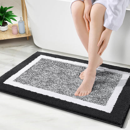 OLANLY Small Bathroom Rugs 24x16, Soft Absorbent Microfiber Bath Rugs, Grey