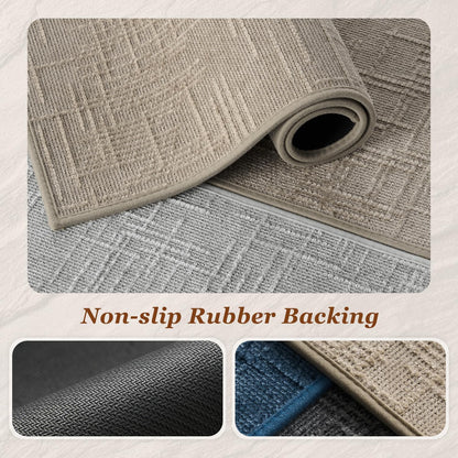 AMOAMI Bath Mat Non Slip Super Absorbent Quick Dry Bath Mats for Bathroom Floor Rubber Backing Washable Bathroom Rugs Modern Woven Jacquard Mat, Beside Tub Bath Rugs, 17" x 24", Brown