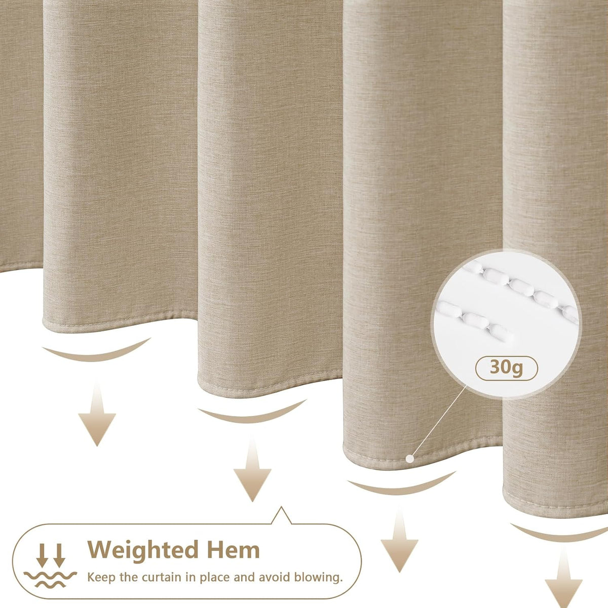 Seenus Linen Look Farmhouse Thick Fabric Shower Curtain Brown, Faux Linen Textured Country Rustic Shower Curtains Water-Resistant, 72 x 72 Inch Tan Taupe Heavyweight Shower Curtain for Bathroom Hotel