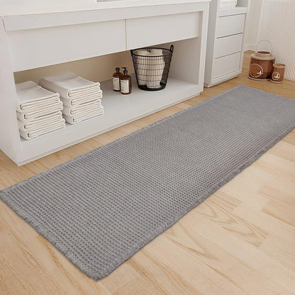 ZALL Tan Waffle Bath Mat,Super Absorbent Non Slip Bathroom Rug,Brown 18x30inch,Machine Washable Ultra Soft Floor Mats