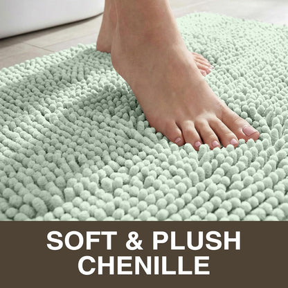 Neater Home Plush Bathroom Rugs 36x24 Thick Chenille Quick Dry Microfiber Absorbent Bath Mat, Soft Bath Rugs, Machine Washable Bathroom Floor Mat for Tub Shower Sink, Home Decor Accessories, Green
