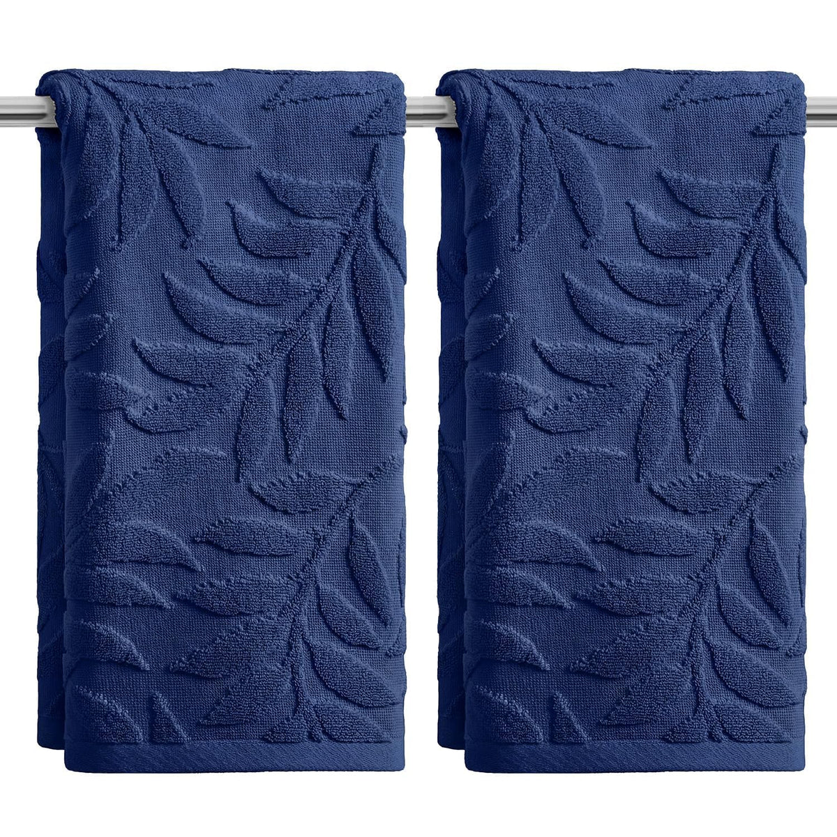 Artoid Mode 2 Pcs Caramel 3D Leaves Jacquard Hand Towels for Bathroom, 100% Cotton Soft Absorbent Bathroom Decor Towels, 13.7 x 29.5 Inch
