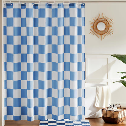 Ohocut Checkered Shower Curtain, Light Blue Shower Curtains for Bathroom, Cute Retro Checkboard Shower Curtain Vintage Aesthetic, Washable Fabric Bath Curtain 72''x72''