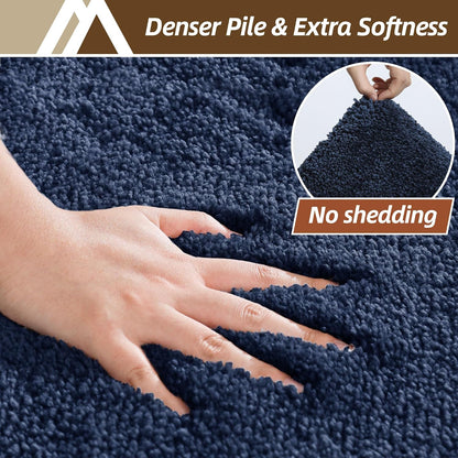 COSY HOMEER Extra Thick Bath Rugs for Bathroom Non Slip Bath Mat 20x32 Navy