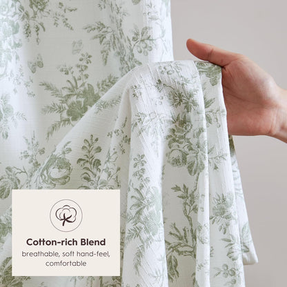 Laura Ashley Walled Garden Shower Curtain for Bathroom, 72 x 72, Green