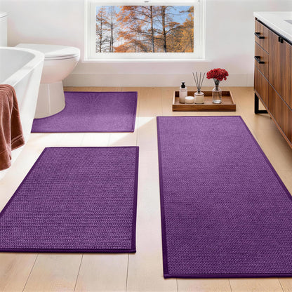 YIHOUSE Gray Bathroom Rugs Sets 3 Piece, Quick Dry Thin Bath Mat with Toilet Rug, Non Slip Absorbent Machine Washable, Bath Runner Rugs for Bathtub Sink Home Decor