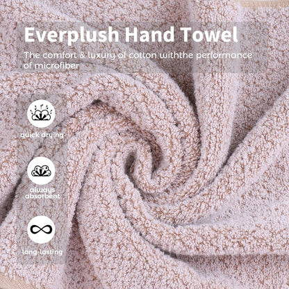 Everplush 4-Piece Premium Hand Towel Sets: Super-Soft, Highly Absorbent & Quick Drying Bathroom Towels – Versatile for Hotel, Bathroom, Shower, Spa, 16x30 Inches(Brown, 16" x 30")