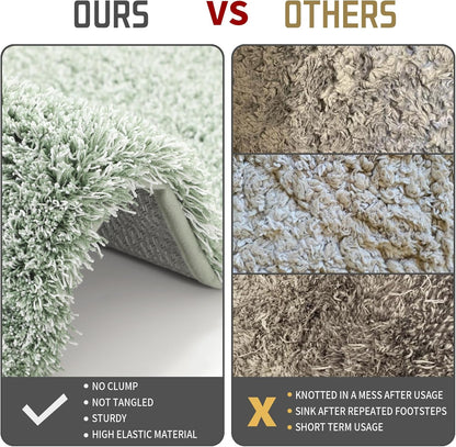 Yimobra Bathroom Rugs Sets 2 Piece, 32x20+24x17, Light Green and White