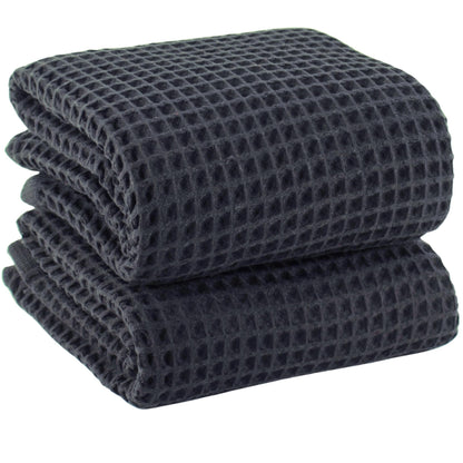 PÜSKÜL Natural 100% Turkish Cotton Waffle Hand and Kitchen Towels Set of 3