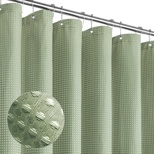 Sage Green Luxury Heavyweight Textured Fabric Shower Curtain Hotel,72x72