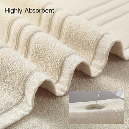 REDKISS Beige Towels Set 6 Piece Cotton Towel Sets with 2 Bath Towels, 2 Hand, 2 Washcloths, 650GSM Hotel Quality, Soft, Highly Absorbent Towels for Bathroom Gym, Ideal Everyday Use