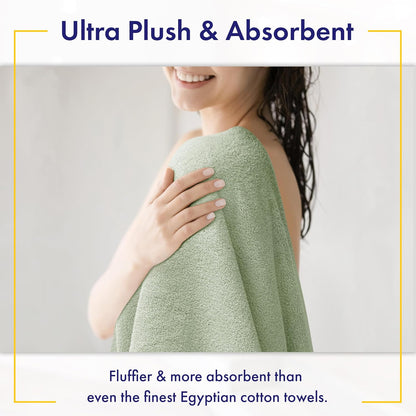 Alusa Home Ultra Soft & Plush Viscose from Bamboo Bath Towels - 700 GSM Luxury Bath Towels - 6 Piece Set - Super Absorbent & Quick Drying (Eucalyptus Green)