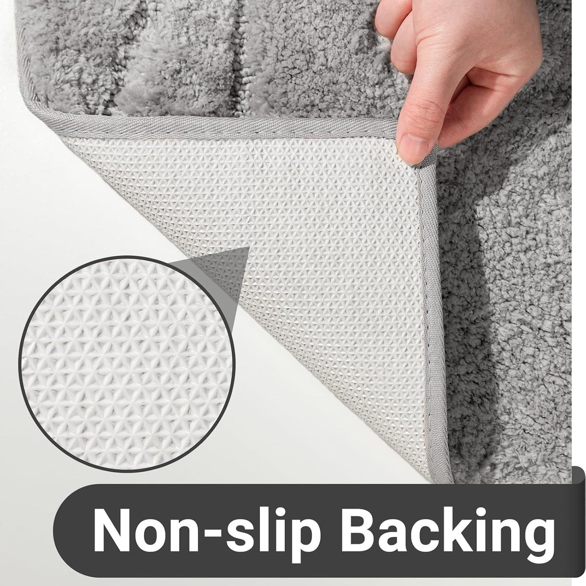 DEXDE Bathroom Rugs Runner 24x60 Long Non-Slip Bath Mats Floor Shower Gray