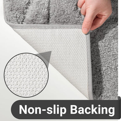 DEXDE Bathroom Rugs Runner 24x60 Long Non-Slip Bath Mats Floor Shower Gray