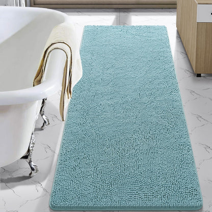 LOCHAS Luxury Bathroom Rug Shaggy Bath Mat 24 x 60 Inch, Gray