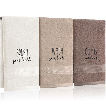 FuWeave 3 Pcs Black and White Hand Towels for Bathroom Home Love Family