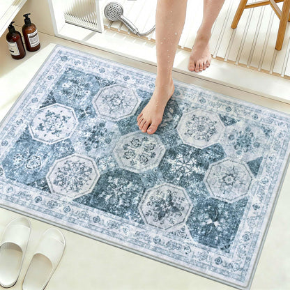 Yinhua Boho Bathroom Runner Rug Non Silp, Vintage Long Bath Mat Washable