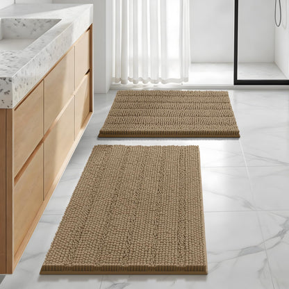 Bcoimo Bath Rug Mat,48x24 High Absorbent Latte Long Bathroom Runner Rugs