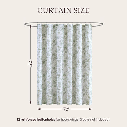 Laura Ashley Walled Garden Shower Curtain for Bathroom, 72 x 72, Green