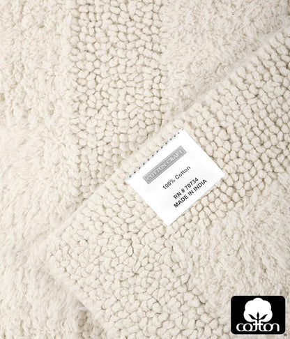 COTTON CRAFT 2 Pack Reversible Bath Mat Rug - Soft Luxurious -17x24- Ivory