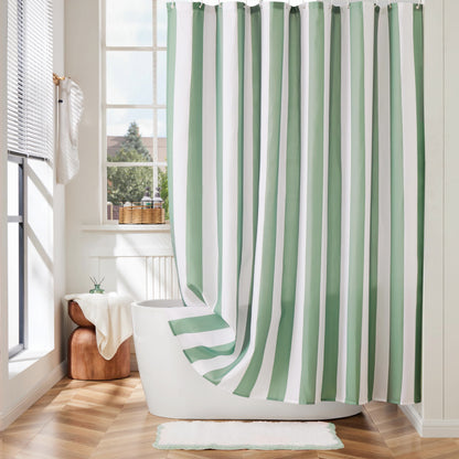 Ohocut Vertical Striped Shower Curtain, Cute Retro Vintage Blue Stripe Bathroom Shower Curtain, Waterproof Polyester Fabric Modern Bath Curtain for Bathroom 72x72 Inches Blue