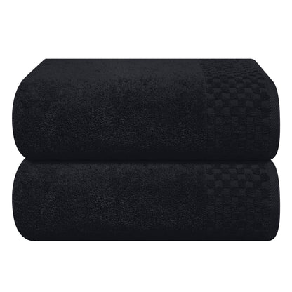 MyOwn Premium Cotton 6 Pack Towel Set for Bathroom, Contains 2 Bath Towels 28x55 inch, 2 Hand Towels 16x24 inch & 2 Wash Coths 12x12 inch, Ideal Everyday use, Compact & Lightweight - Black