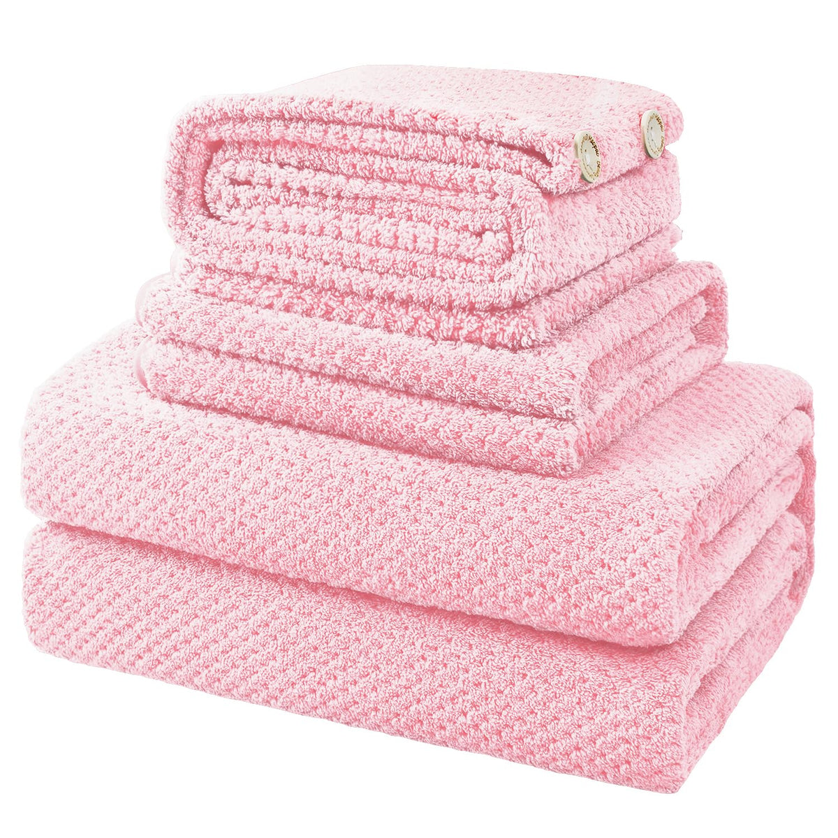 Oversize Bath Towels for Bathroom 35x70 Inches, 4-Piece Bathroom Set (1 Bath Towel, 1 Hair Towel, 1 Hand Towel, 1 Washcloth) Towels for Bathroom Set Soft and Absorbent Shower Towels Khaki