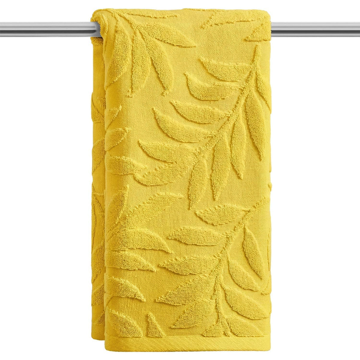 Artoid Mode 2 Pcs Caramel 3D Leaves Jacquard Hand Towels for Bathroom, 100% Cotton Soft Absorbent Bathroom Decor Towels, 13.7 x 29.5 Inch