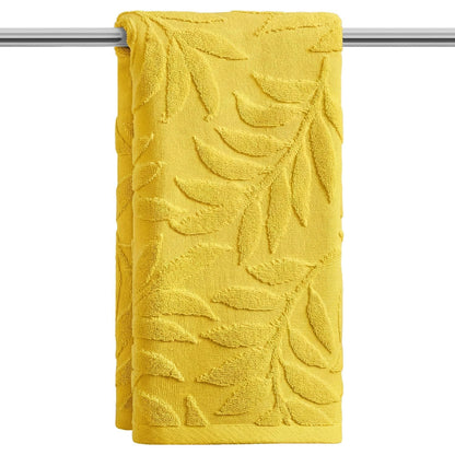 Artoid Mode 2 Pcs Caramel 3D Leaves Jacquard Hand Towels for Bathroom, 100% Cotton Soft Absorbent Bathroom Decor Towels, 13.7 x 29.5 Inch