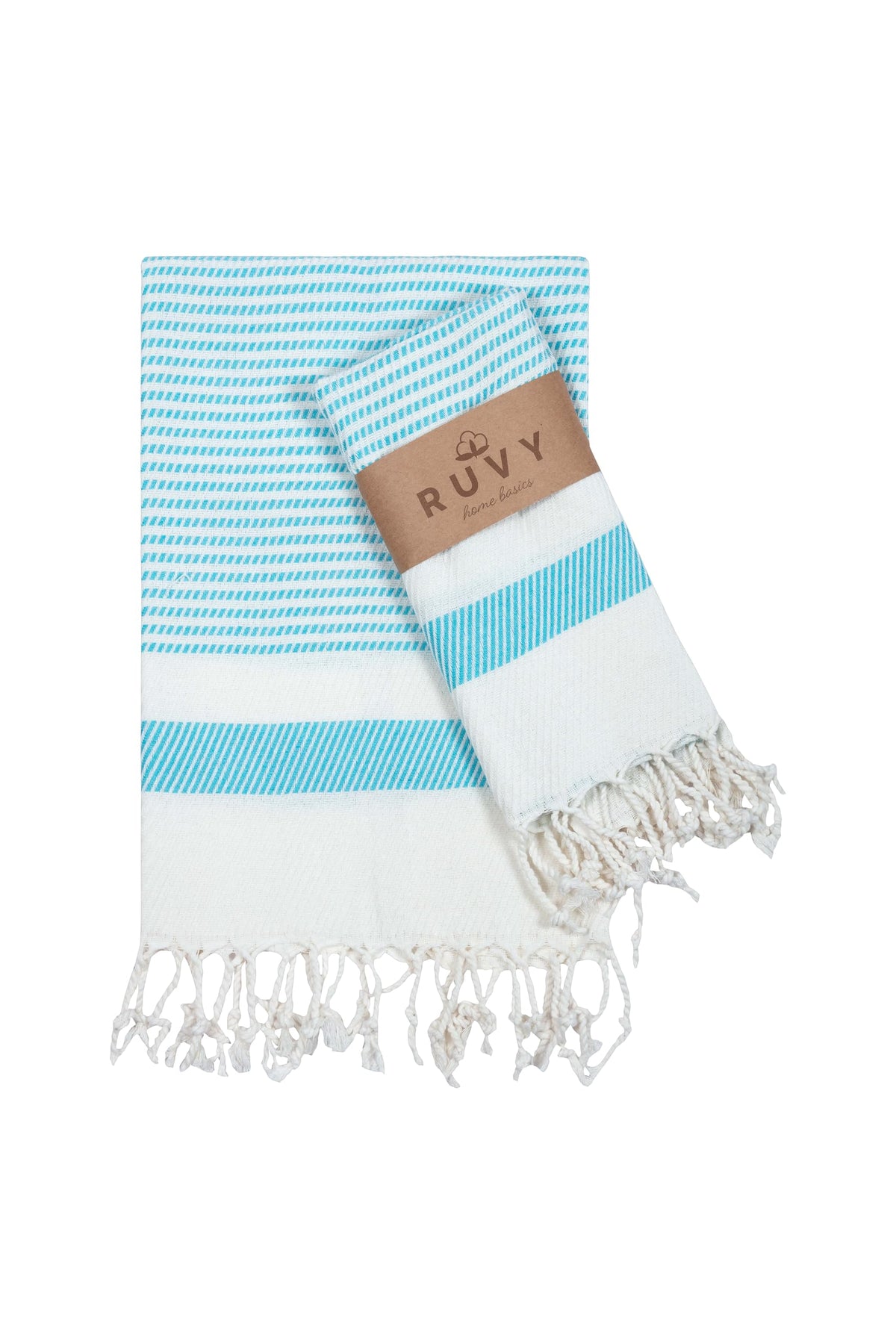 Ruvy Home Basics Turkish Hand Towels for Bathroom Set of 2 | 18"x40", Cotton | Decorative Towel for Bathroom, Kitchen, Dishcloth, Tea, Yoga, Face, Gym - Beige