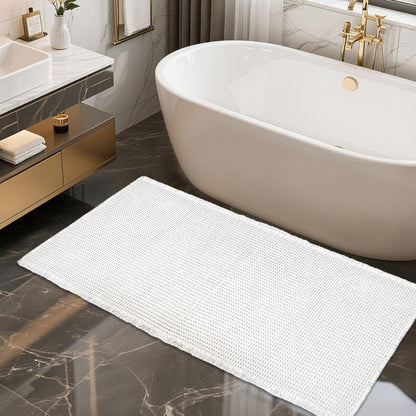 ZALL Tan Waffle Bath Mat,Super Absorbent Non Slip Bathroom Rug,Brown 18x30inch,Machine Washable Ultra Soft Floor Mats