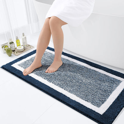 OLANLY Small Bathroom Rugs 24x16, Soft Absorbent Microfiber Bath Rugs, Grey