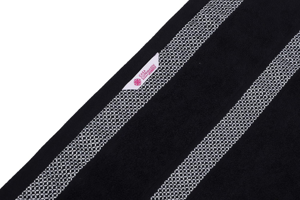 CASA COPENHAGEN Solitaire 6 Pieces Towel Set- Midnight Black, 600 GSM 2 Bath Towel 2 Hand Towel 2 Washcloth, Designed in Denmark Made of Soft Egyptian Cotton for Bathroom, Kitchen & Shower
