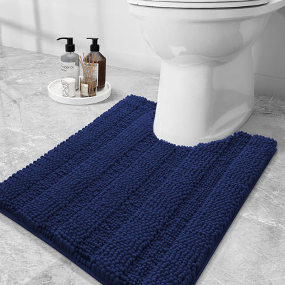 Grandaily Chenille Striped Bathroom Rugs 36x24, Extra Thick and Absorbent Bath Mats, Non-Slip Soft Plush Shaggy Shower Carpet, Machine Wash Dry, Bath Rug for Bathroom, (Large, Light Grey)