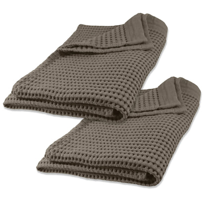 GILDEN TREE Waffle Hand Towels for Bathroom Quick Dry Large Luxury Lint Free Super Absorbent Cotton Hand Towels Set of 2, Modern Style (Cream)