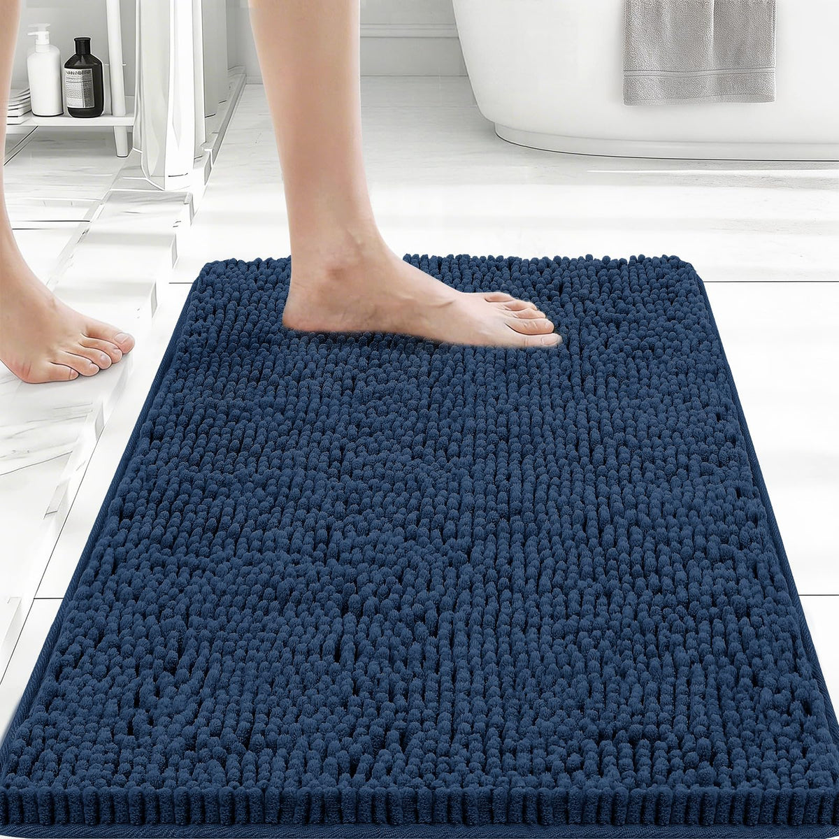 Bcoimo Small Bath Rug Mat,24x17 Chenille High Absorbent Latte Bathroom Mats