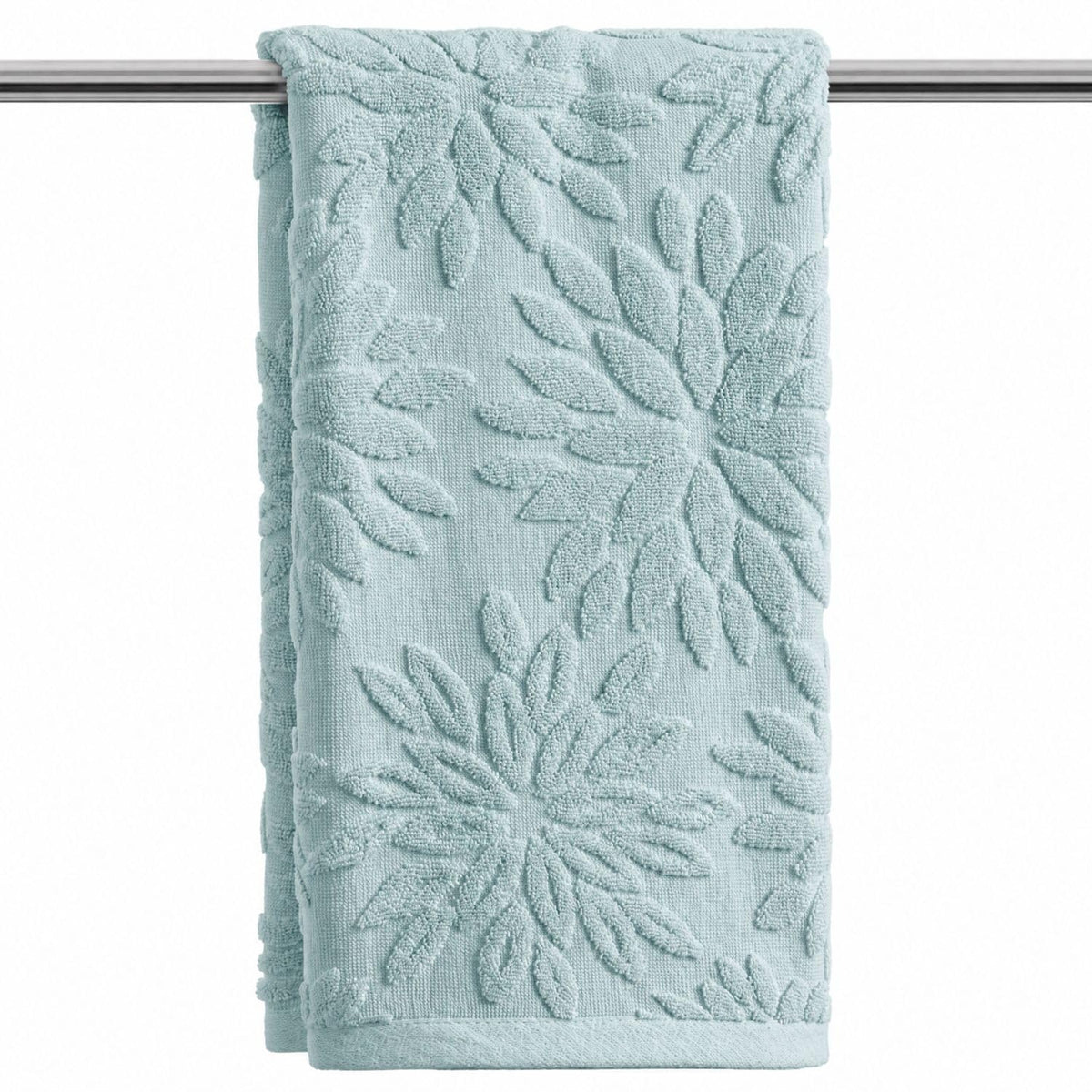 Artoid Mode 2 Pcs Olive Green 3D Dahlia Floral Jacquard Hand Towels for Bathroom, Cotton Soft Absorbent Bathroom Decor Towels, 13.7 x 29.5 Inch