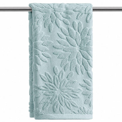 Artoid Mode 2 Pcs Olive Green 3D Dahlia Floral Jacquard Hand Towels for Bathroom, Cotton Soft Absorbent Bathroom Decor Towels, 13.7 x 29.5 Inch