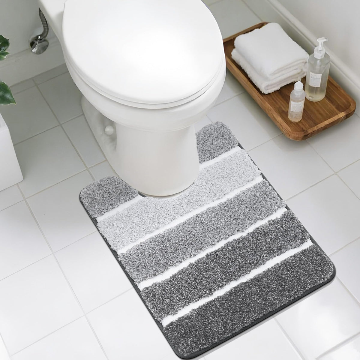 COSY HOMEER Bathroom Rugs 24x17,Ultra Soft Absorbent Bath Mat,Grey