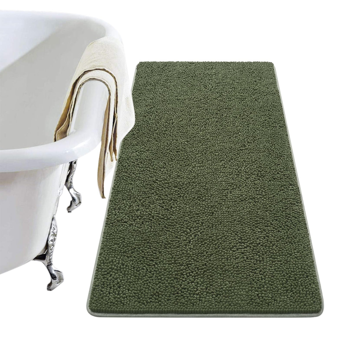 LOCHAS Luxury Bathroom Rug Shaggy Bath Mat 24 x 60 Inch, Gray