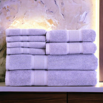 Luzia 8 Piece Bathroom Towel Set - 100% Turkish Cotton, Premium Quality - 2 Bath Towels 2 Hand Towels and 4 Washcloths (Coral)