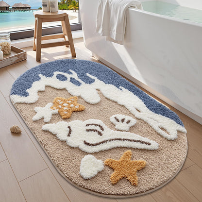 LUMI Beach Bathroom Rug Soft Microfiber Absorbent Bath Mat 22x34