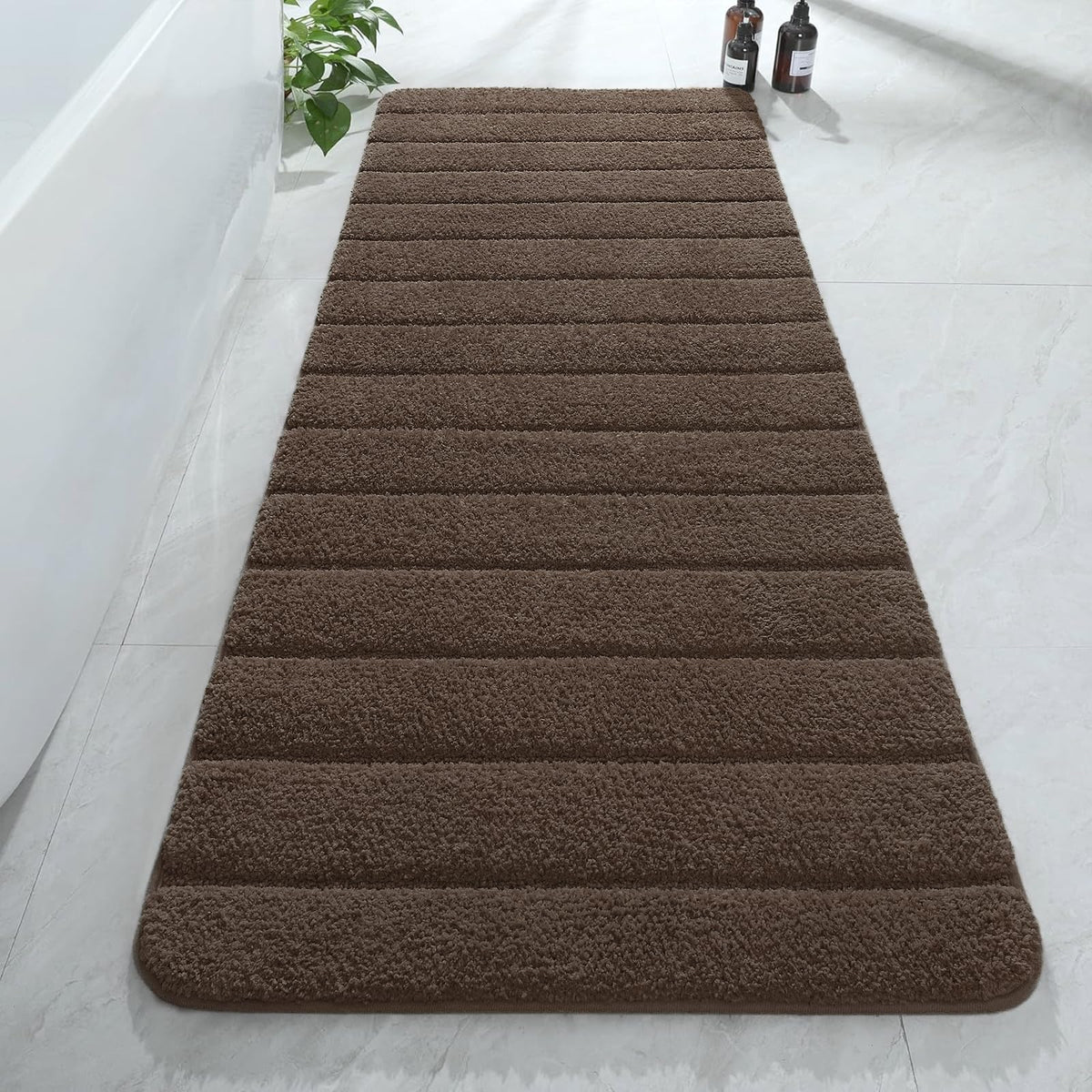 AROGAN Luxury Long Bathroom Runner Rugs 24x60 Inch Bath Rug Non Slip, Black