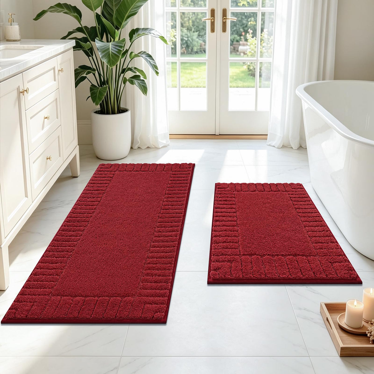 Pauwer Bathroom Rugs Sets 3 Piece, Microfiber Bath Mat Set, Dark Grey