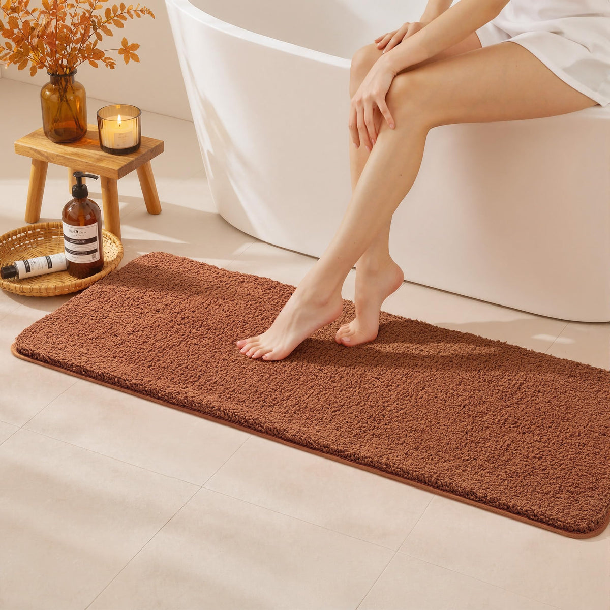 MIULEE Dark Purple Bathroom Rugs Soft Small Microfiber Bath Mat 16x24 Inch