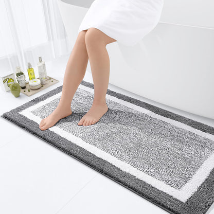 OLANLY Small Bathroom Rugs 24x16, Soft Absorbent Microfiber Bath Rugs, Grey