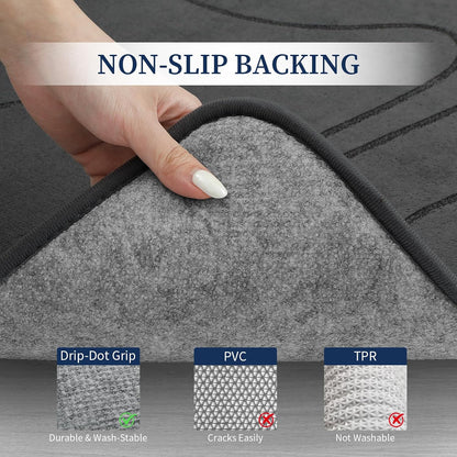 YIHOUSE Bathroom Rugs Sets 5 Piece - Memory Foam Bath Mat, Dark Grey